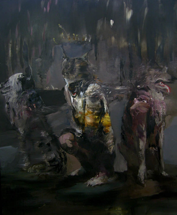 La notte in cui vollero incoronarmi re dei lupi. 2018, cm 120x100, oil on canvas. private collection.